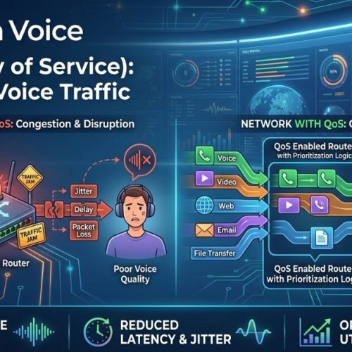 There is QoS (Quality of Service) Prioritizing Voice Traffic